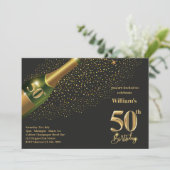 50誕生日招待状CHAM[AGNE金ゴールド 招待状 (スタンド正面)