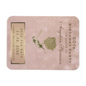 50誕生日日付の保存バラ金ゴールド花 マグネット (横)