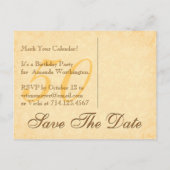 50誕生日日付を保存チョコレート金ゴールドレース01 案内ポストカード (裏面)