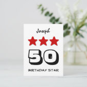 50誕生日星赤黒白Z513 ポストカード (スタンド正面)