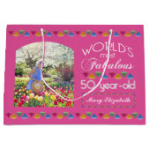 50誕生日最も素晴らしい宝石あなたの写真 ラージペーパーバッグ (正面)