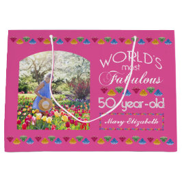 50誕生日最も素晴らしい宝石あなたの写真 ラージペーパーバッグ