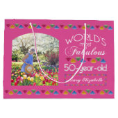 50誕生日最も素晴らしい宝石あなたの写真 ラージペーパーバッグ (裏面)