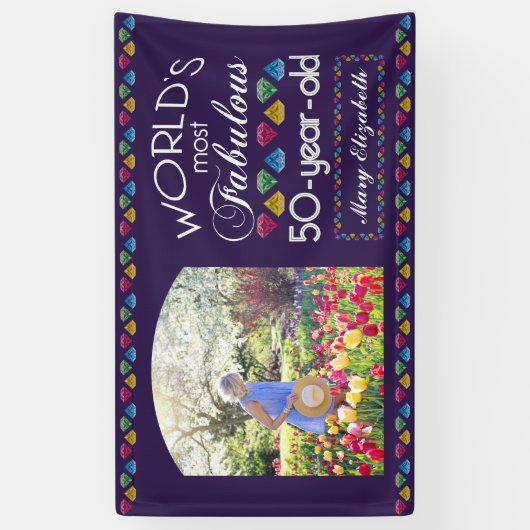 50誕生日最も素晴らしい宝石あなたの写真 横断幕 (縦)