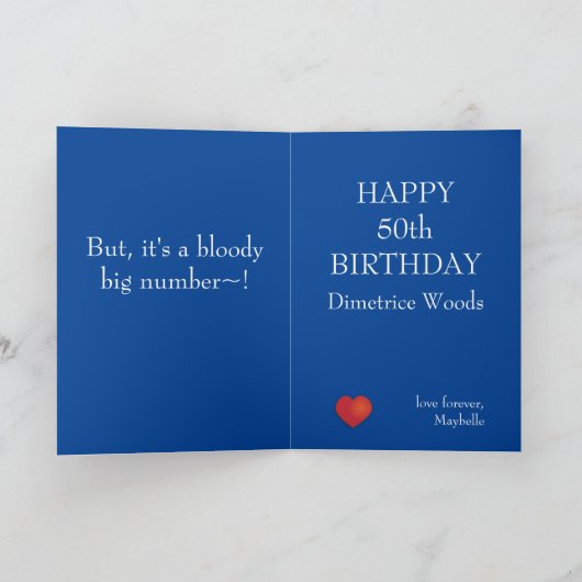 50誕生日様式化写真テンプレートカード カード (内部)