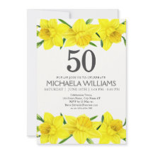 50誕生日水彩水彩ダフォディルパーティの招待状