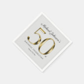 50誕生日無地の金ゴールド文字ライトグレークラス スタンダードカクテルナプキン (角)
