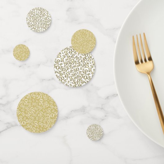 50誕生日番カッコいい号パターン金ゴールドと白 コンフェッティ (グループ)