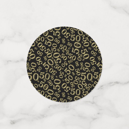 50誕生日番クール号パターン金ゴールドと黒 コンフェッティ (スモール正面)