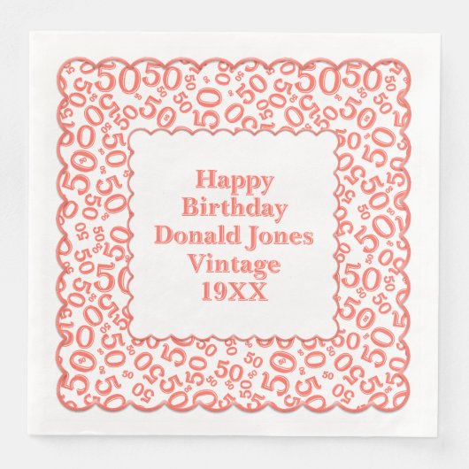 50誕生日番号模様ホタテ珊瑚/白 (正面)