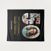 50誕生日番号50フォトコラージュ黒モダン色 タペストリー (正面(横))