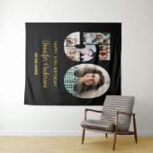 50誕生日番号50フォトコラージュ黒モダン色 タペストリー (インサイチュ(横))