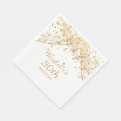 50誕生日白金ゴールドグリッター列ライト スタンダードランチョンナプキン (角)