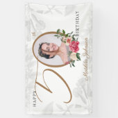 50誕生日白金ゴールドフローラ写真ようこそ 横断幕 (縦)