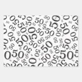50誕生日白黒ナンバーパターン50 ラッピングペーパーシート (正面)