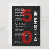 50誕生日白黒レッドビッグファイブオ!W1489 招待状 (正面)