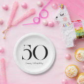 50誕生日白黒 ペーパープレート (パーティー)