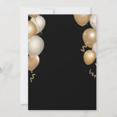 50誕生日目の黒と金ゴールドバルーン紙吹雪 招待状 (裏面)