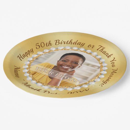 50誕生日紙プレートパーソナライズされた、50 ペーパープレート (アングル)