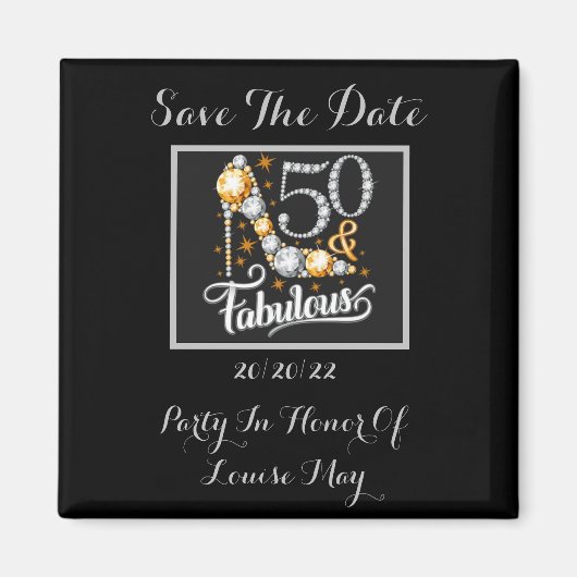 50誕生日素晴エレガントらしい日付を保存 マグネット (正面)