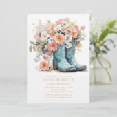 50誕生日素朴女性のカーボーイブーツ花 招待状 (スタンド正面)