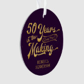 50誕生日紫と金ゴールド写真 オーナメント (正面)