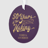 50誕生日紫と金ゴールド写真 オーナメント (正面)