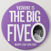 50誕生日紫カスタムの写真大きい5 缶バッジ (正面)