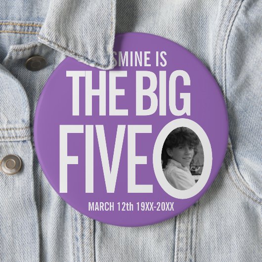 50誕生日紫カスタムの写真大きい5 缶バッジ (インサイチュ)