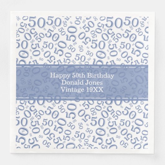 50誕生日経過日数パターン青/白 (正面)