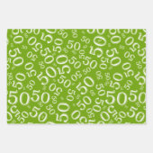 50誕生日緑と白の乱数パターン ラッピングペーパーシート (正面2)