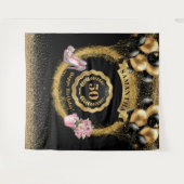 50誕生日背景バラ金ゴールドハイヒール タペストリー (正面(横))