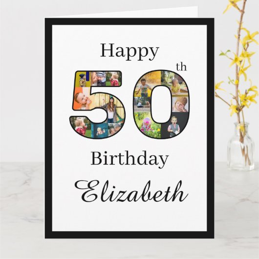 50誕生日自分の写真を作成数々のカスタムする カード (黄色い花)