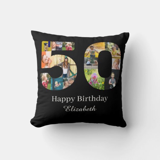 50誕生日自分の写真を作成数々のカスタムする クッション (正面)
