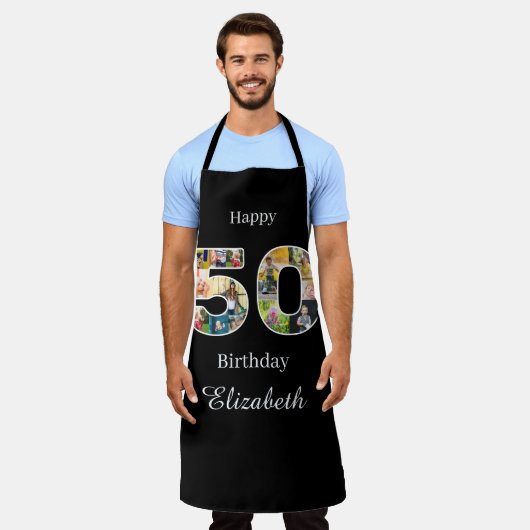 50誕生日自分の写真を作数々の成 エプロン (着用した状態)