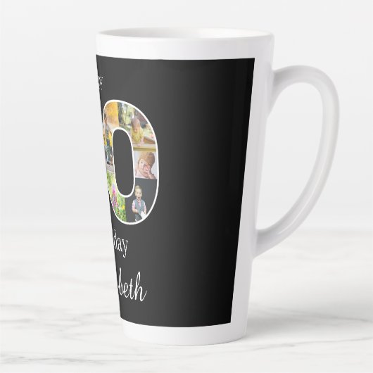 50誕生日自分の写真を作数々の成 カフェラテマグ (右)