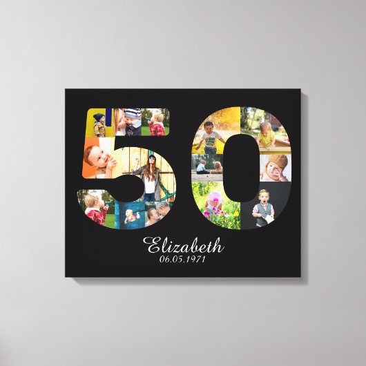 50誕生日自分の写真を作数々の成 キャンバスプリント (正面)