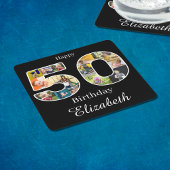 50誕生日自分の写真を作数々の成 スクエアペーパーコースター