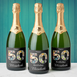 50誕生日自分の写真を作数々の成 スパークリングワインラベル