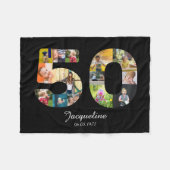 50誕生日自分の写真を作数々の成 フリースブランケット (正面(横))