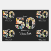 50誕生日自分の写真を作数々の成 ラッピングペーパーシート (正面)