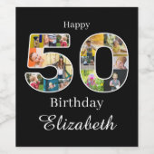 50誕生日自分の写真を作数々の成 ワインラベル (シングルラベル)