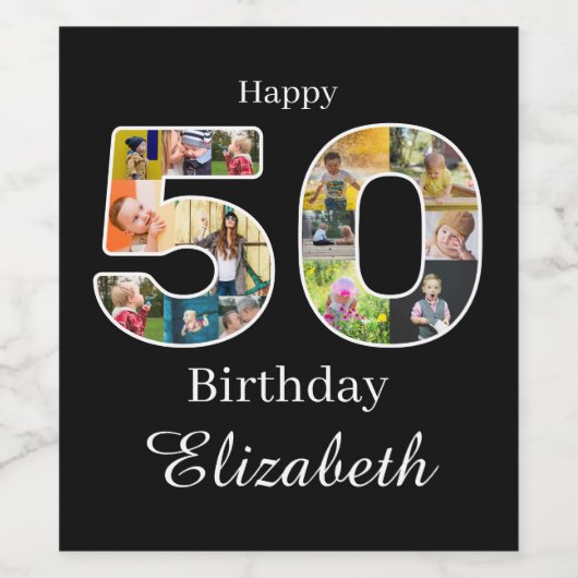 50誕生日自分の写真を作数々の成 ワインラベル (シングルラベル)