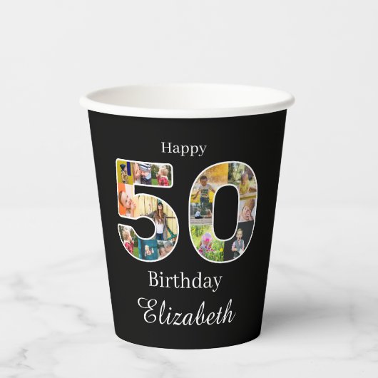 50誕生日自分の写真を作数々の成 紙コップ (正面)