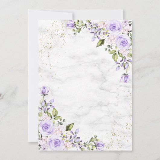 50誕生日薄紫ラベンダーウォーターカラー大理石 招待状 (裏面)