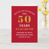 50誕生日規格Red金ゴールド名前の追加 カード (黄色い花)