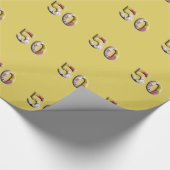 50誕生日記念日マイルストンフローラデザイン ラッピングペーパー (角)