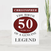 50誕生日赤い純正伝説あなたの名前を追加 カード (正面)