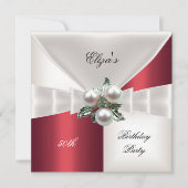 50誕生日赤エレガント白チェックジュエル (正面)