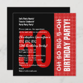 50誕生日赤モダンと黒B204 招待状 (正面/裏面)